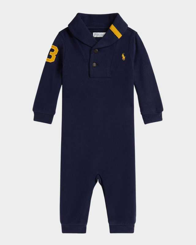 Boy's Estate Cotton Rib-Knit Coveralls, Size 3M-12